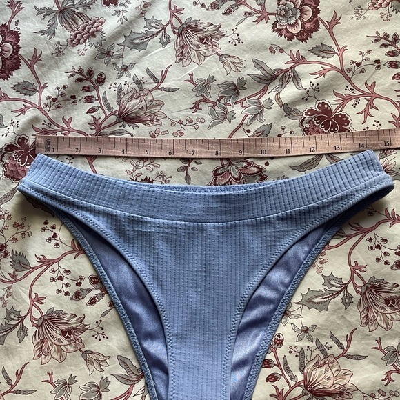 Triangl Lexi Ribbed Periwinkle Purple Set Strapless Top High Leg Bottoms Medium - Picture 8 of 13